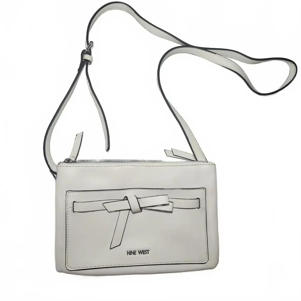 Nine West Womens Crossbody Bag White Classic